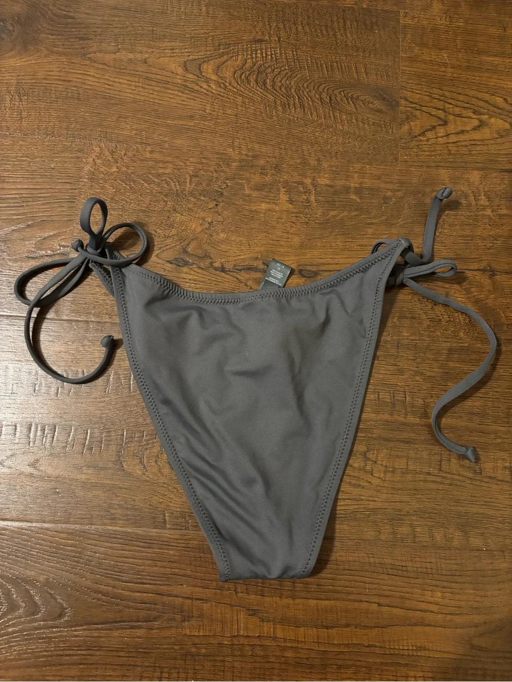 SKIMS SWIM DIPPY TIE ADJUSTABLE STRING BIKINI BOTTOM GUNMETAL GRAY